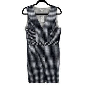 J.Crew Button Front Sleeveless Navy/White Gingham Dress Womens Size 12